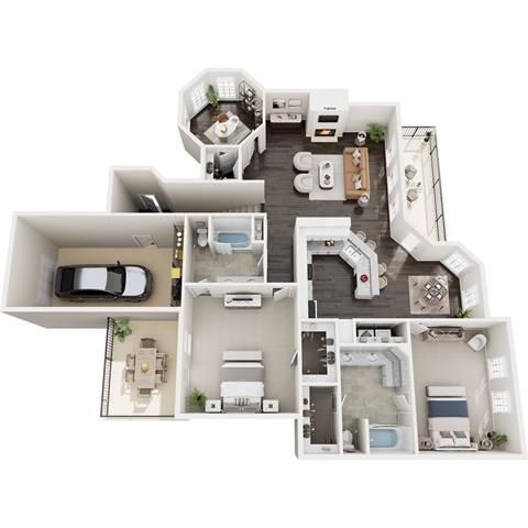 Floor plan for 3 beds, 2 baths, 1462 sqft